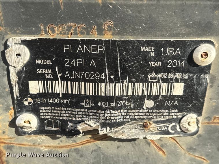 image for item ET1812 2014 Bobcat 24PLA skid steer cold planer