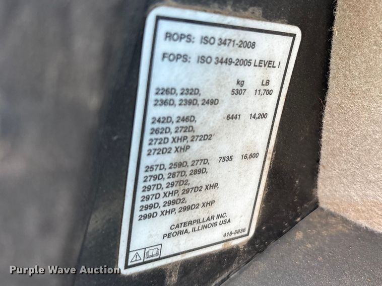 image for item EU0362 2018 Caterpillar 299D2 XHP tracked skid steer loader