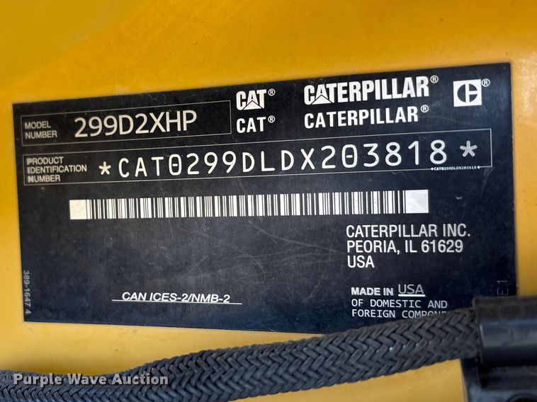 image for item EU0362 2018 Caterpillar 299D2 XHP tracked skid steer loader