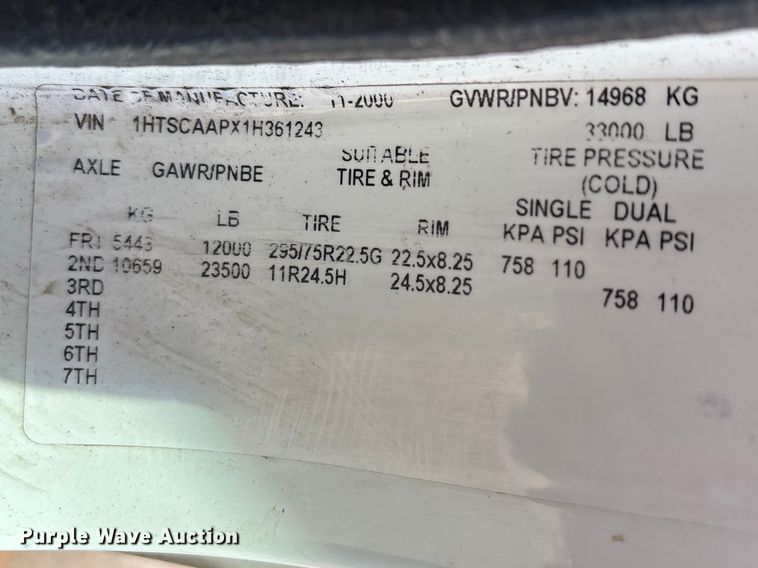 image for item EU0475 2001 International 4700 bucket truck