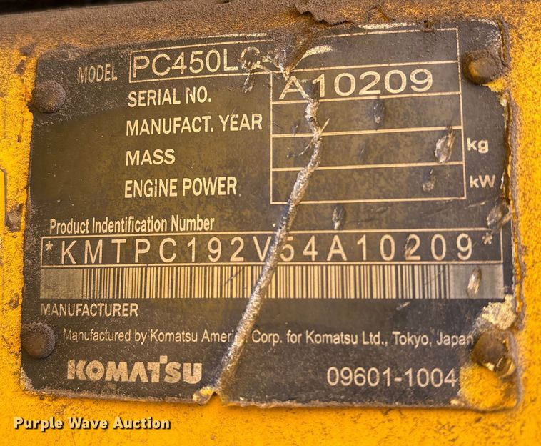 image for item EU7130 2011 Komatsu PC450 LC-8 excavator