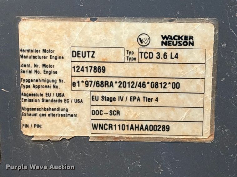 image for item EU7466 2019 Wacker Neuson RC110 single drum vibratory roller