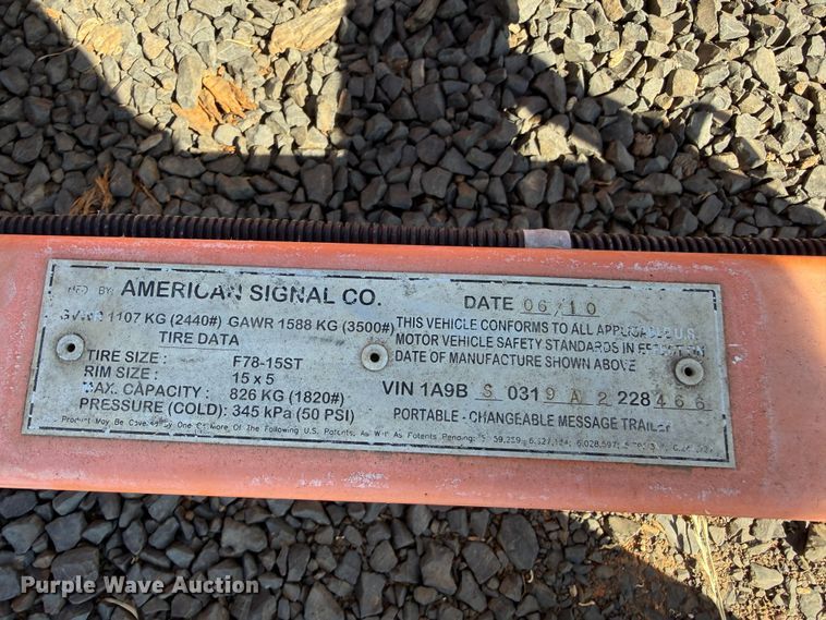 image for item EU8632 2016 American Signal Co message board trailer