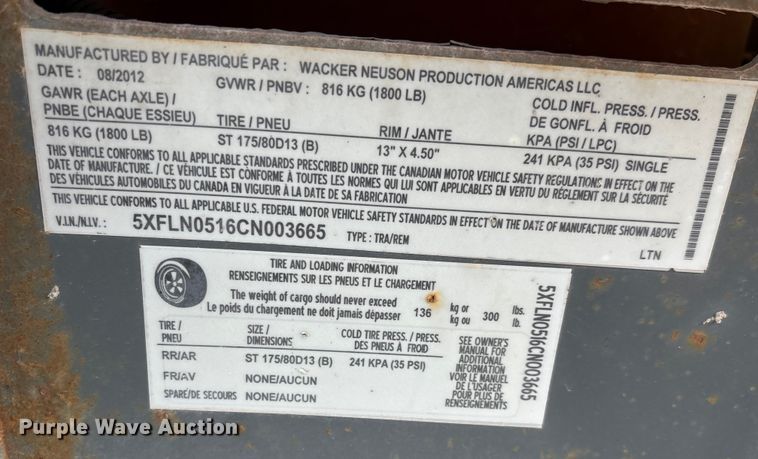 image for item EV2026 2012 Wacker Neuson LTN6 light plant