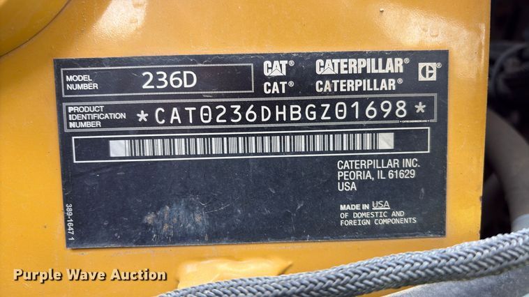 image for item EV2894 2015 Caterpillar 236D skid steer loader
