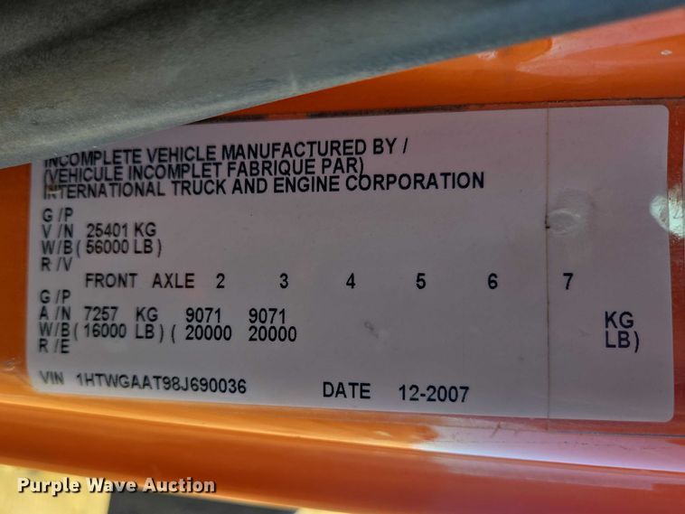 image for item EV5654 2008 International 7400 dump truck