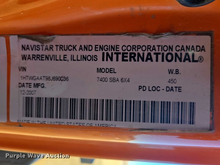 image for item EV5654 2008 International 7400 dump truck