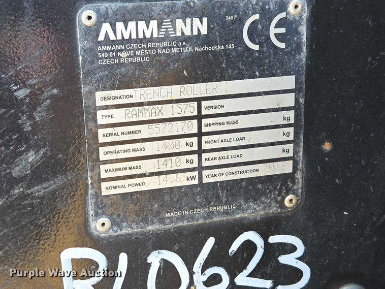 image for item EV5659 2018 Rammax 1575 trench compactor