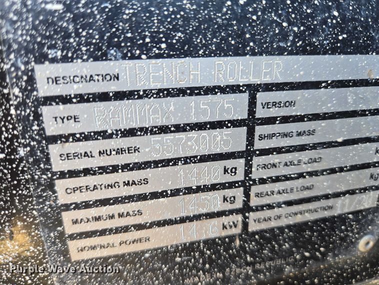 image for item EV5660 2020 Rammax 1575 trench compactor