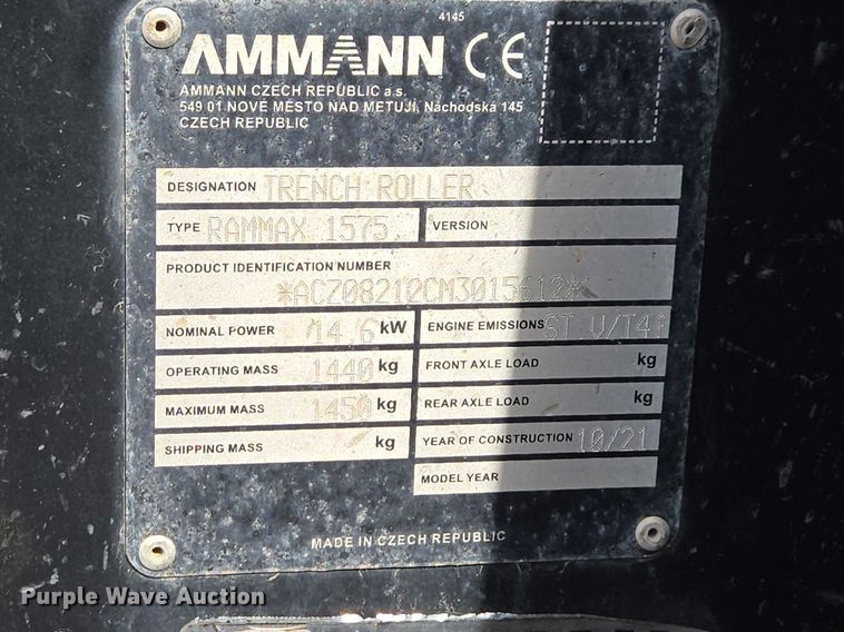 image for item EV5663 2021 Rammax 1575 trench compactor