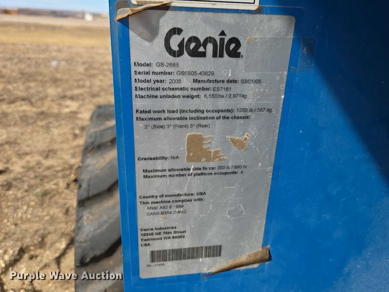 image for item EV5664 2005 Genie GS2668RT scissor lift