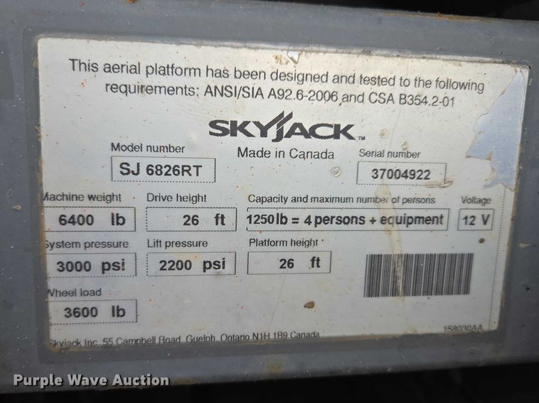 image for item EV5665 2014 Skyjack SJ6826RT scissor lift