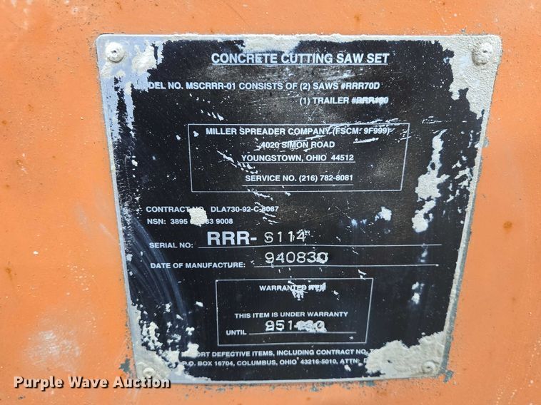 image for item EV5742 1994 Miller RRR70D concrete saw