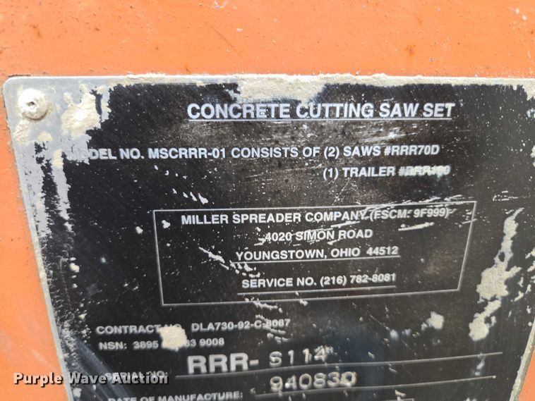 image for item EV5742 1994 Miller RRR70D concrete saw
