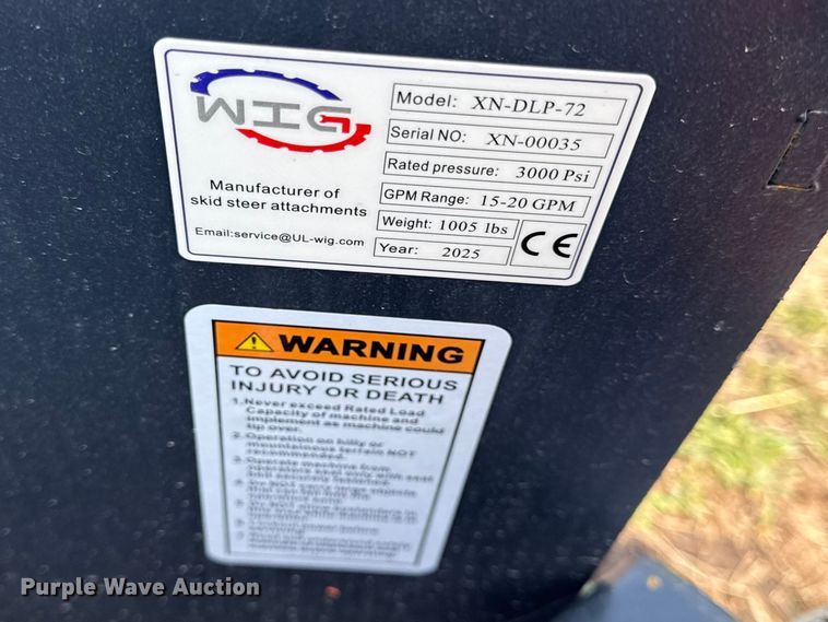 image for item EV7572 2025 WIG XN-DLP-72 skid steer power rake
