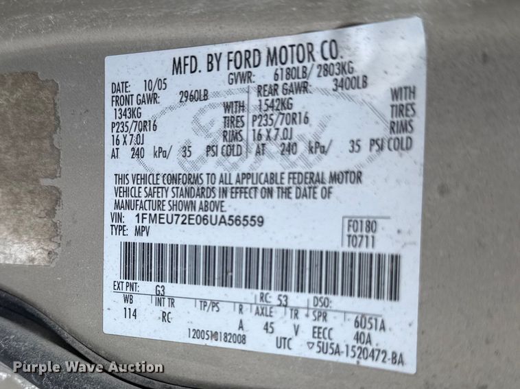 image for item EV7605 2006 Ford Explorer SUV