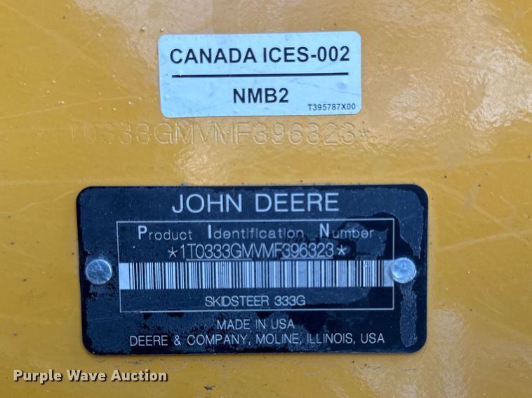 image for item EV7645 2021 John Deere 333G tracked skid steer loader