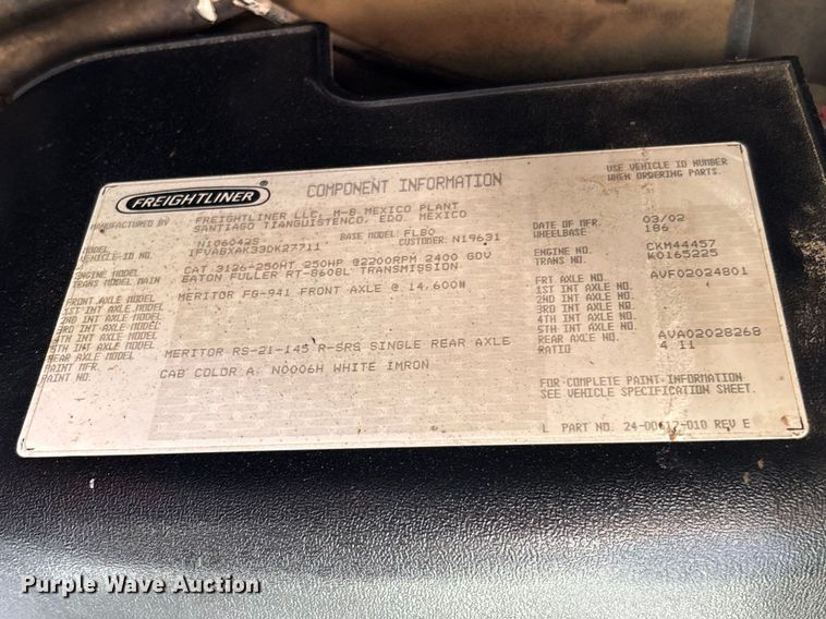 image for item FB3287 2003 Freightliner FL80 digger derrick truck