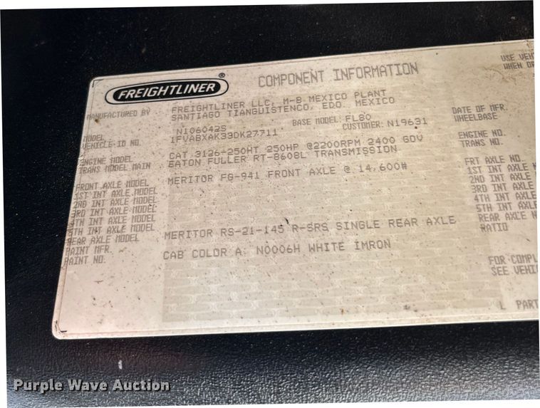 image for item FB3287 2003 Freightliner FL80 digger derrick truck