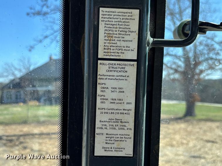 image for item FB3290 2017 John Deere 310SL HL backhoe