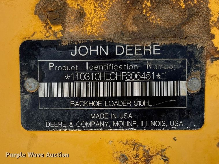 image for item FB3290 2017 John Deere 310SL HL backhoe