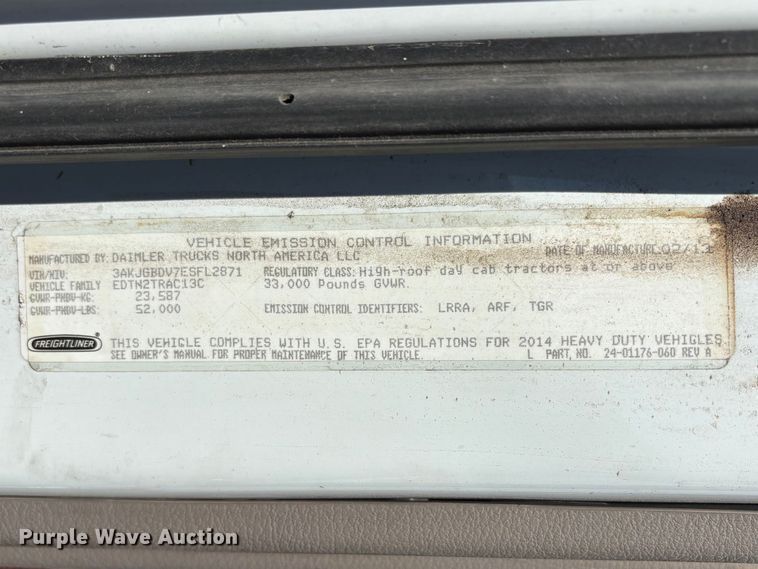 image for item FB5507 2014 Freightliner Cascadia dump truck