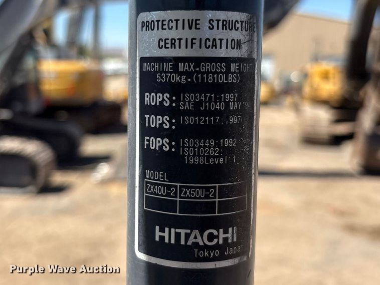 image for item FC2153 2009 Hitachi ZX50UNA-2 mini excavator