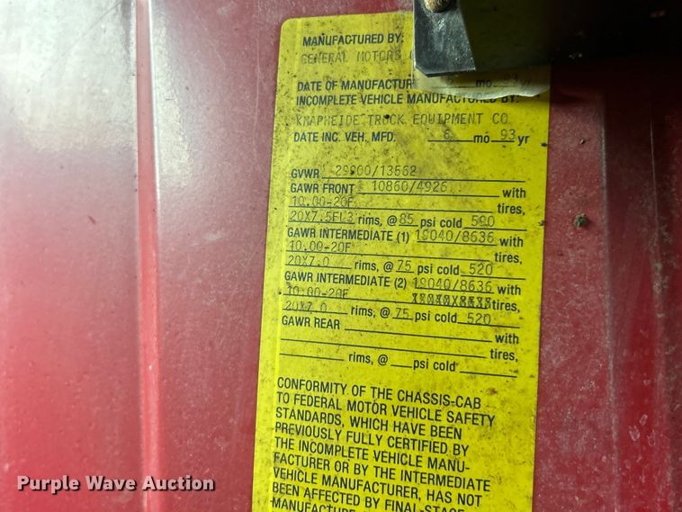 image for item FC5315 1993 Chevrolet Kodiak C6500 dump truck