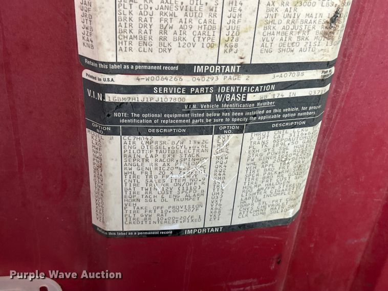 image for item FC5315 1993 Chevrolet Kodiak C6500 dump truck