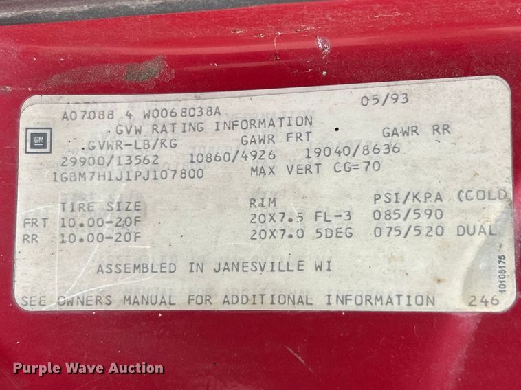 image for item FC5315 1993 Chevrolet Kodiak C6500 dump truck