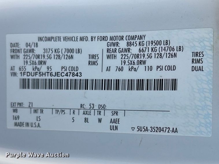 image for item FG0209 2018 Ford F550 Super Duty bucket truck