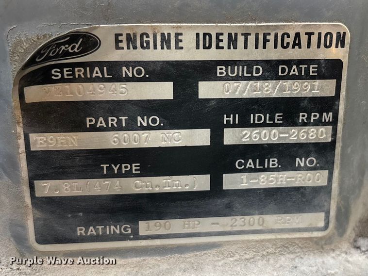 image for item FG0214 1992 Ford F800 dump flatbed truck