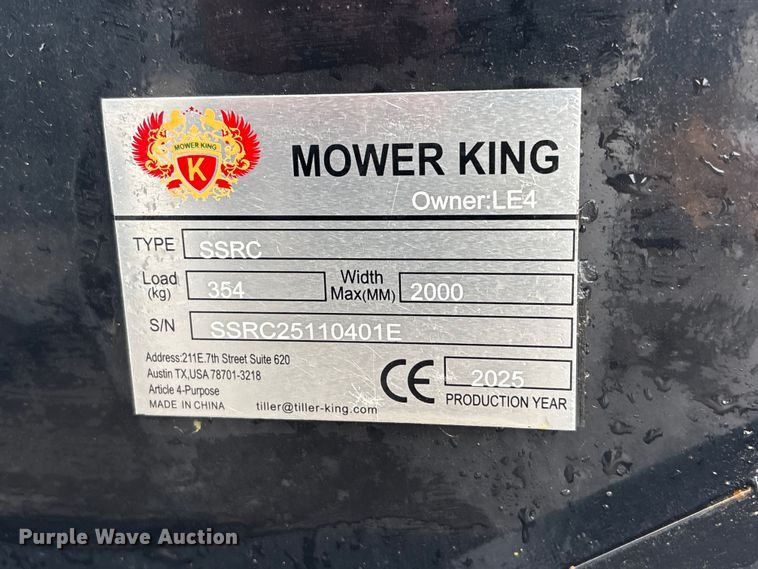 image for item FG2855 2025 Mower King SSRC skid steer brush mower
