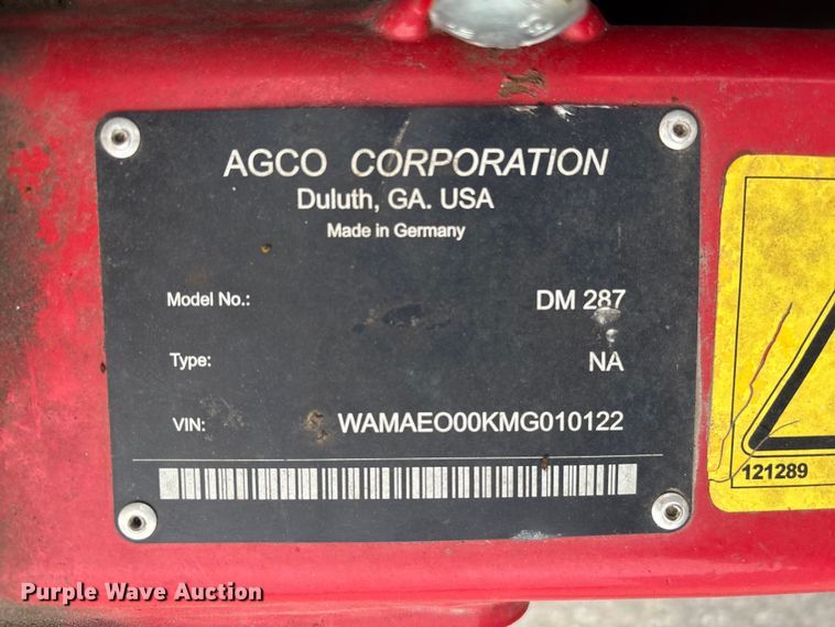image for item FG2857 AGCO DM287 disc mower