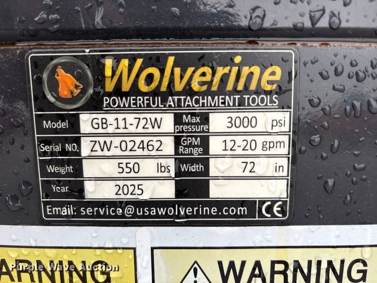 image for item FG2859 2025 Wolverine GB-11-72W skid steer grapple bucket