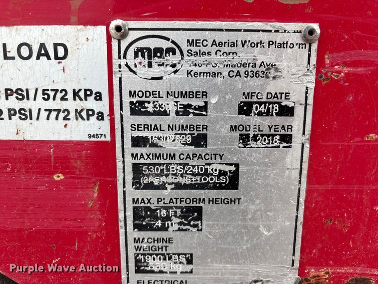image for item FG2864 2018 MEC 1330SE scissor lift
