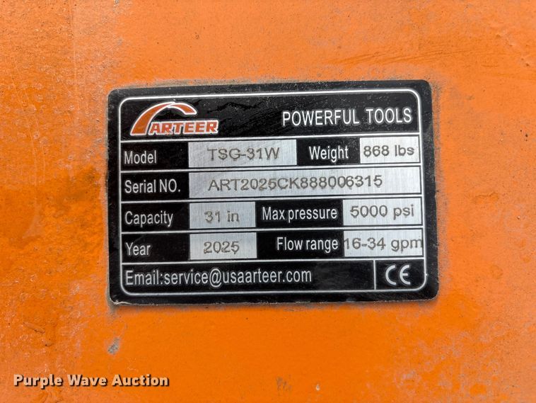 image for item FG2865 2025 Arteer TSG-31W skid steer stump grinder