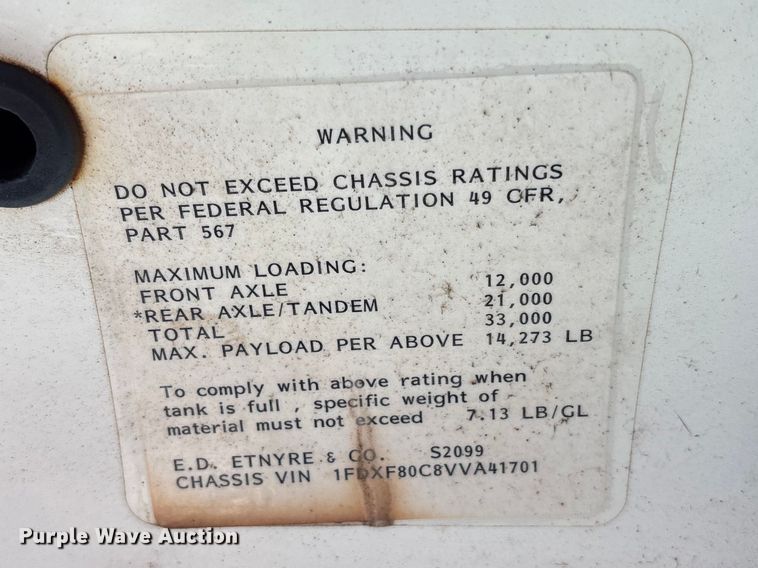 image for item FH7020 1997 Ford F800 oil distributor truck