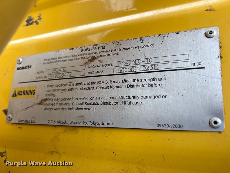image for item FK1281 2015 Komatsu PC490LC-10 excavator