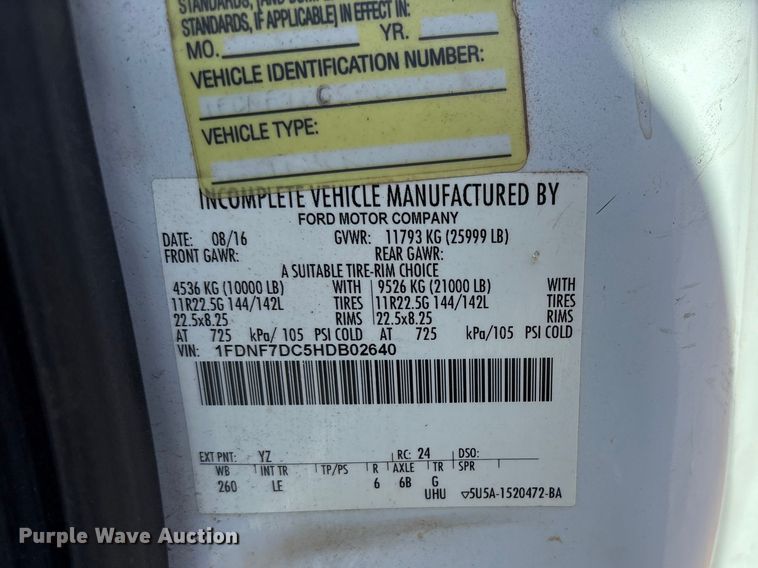 image for item NK9102 2017 Ford F750 Super Duty hydrovac truck