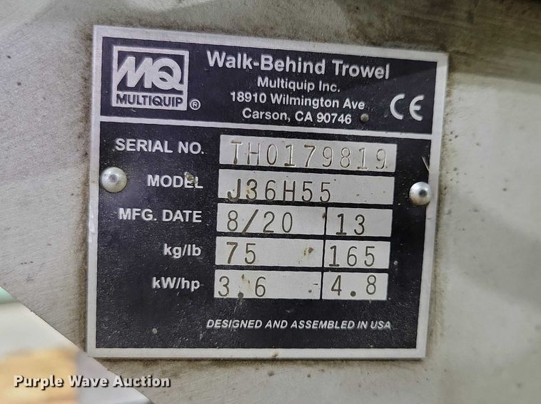 image for item NK9882 2013 Multiquip J36H55 power trowel