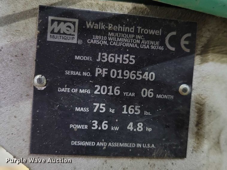 image for item NK9883 2016 Multiquip J36H55 power harrow