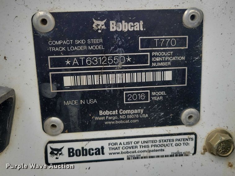 image for item NK9888 2016 Bobcat T770 tracked skid steer loader
