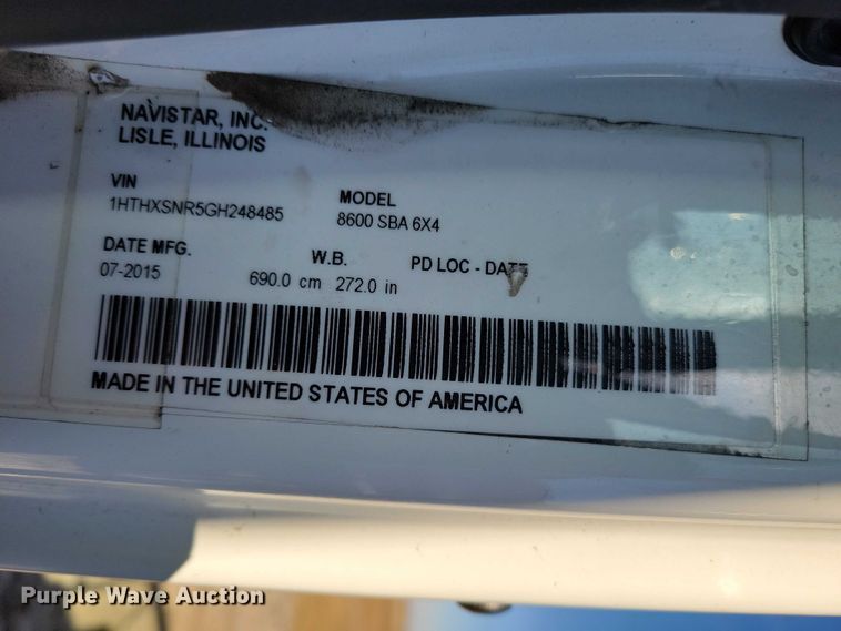 image for item NK9919 2016 International 8600 semi truck