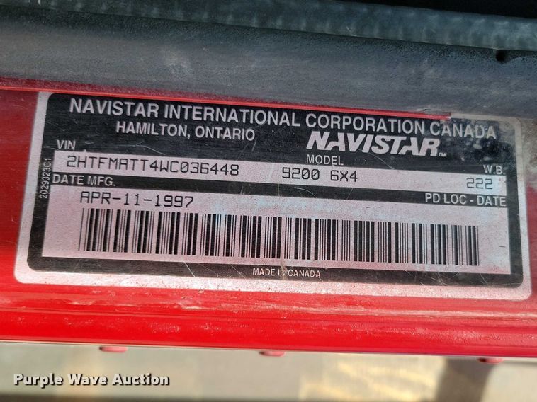 image for item NK9948 1998 International 9200 dump truck