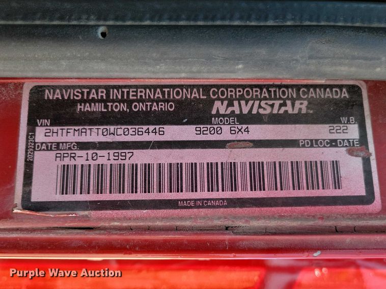 image for item NK9949 1998 International 9200 dump truck