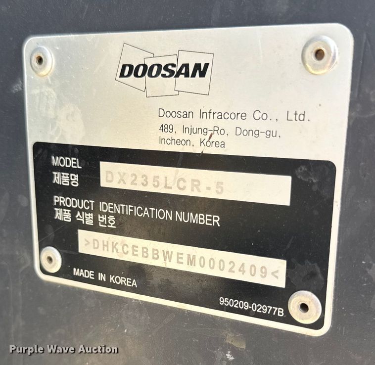 image for item YA1198 2021 Doosan DX235LCR-5 excavator