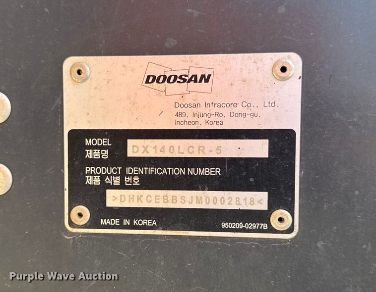 image for item YA1220 2021 Doosan DX140LCR-5 excavator