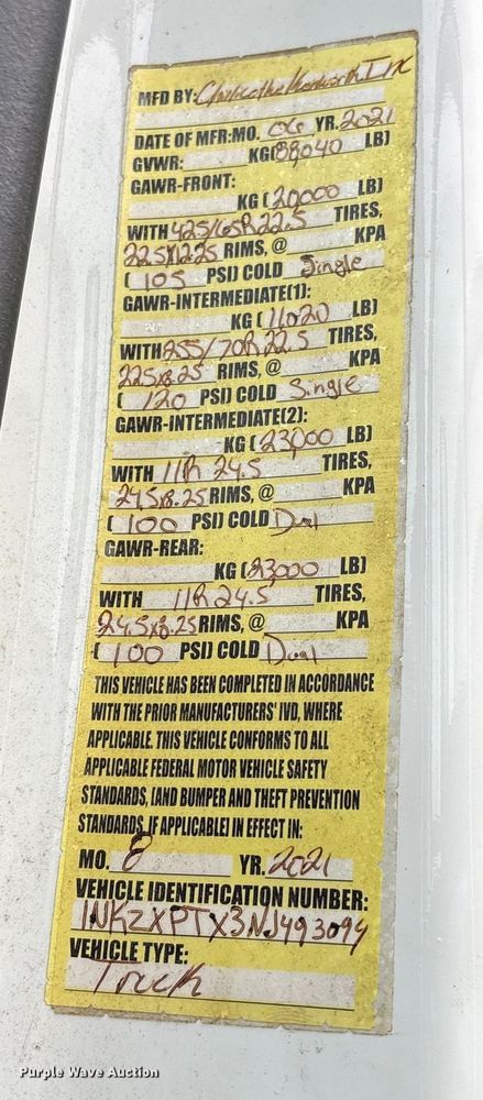 image for item YA2180 2022 Kenworth T880 dump truck