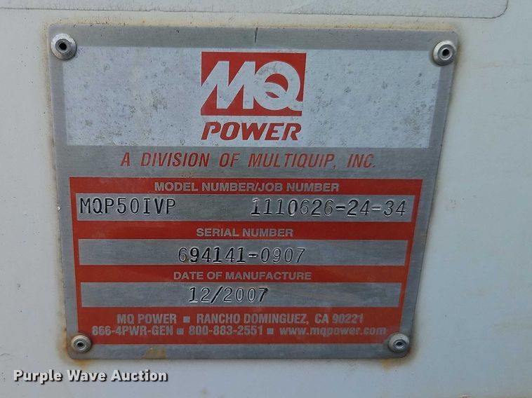 image for item YA2845 2008 MQ Power MQP50IVP generator